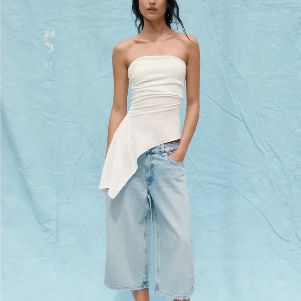Zara White Strapless Top